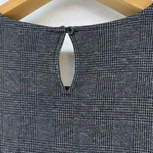 J. Jill Wearever Collection LP Dark‎ Gray Plaid 3/4 Slv Knee Length A-Line Dress - Picture 8 of 9